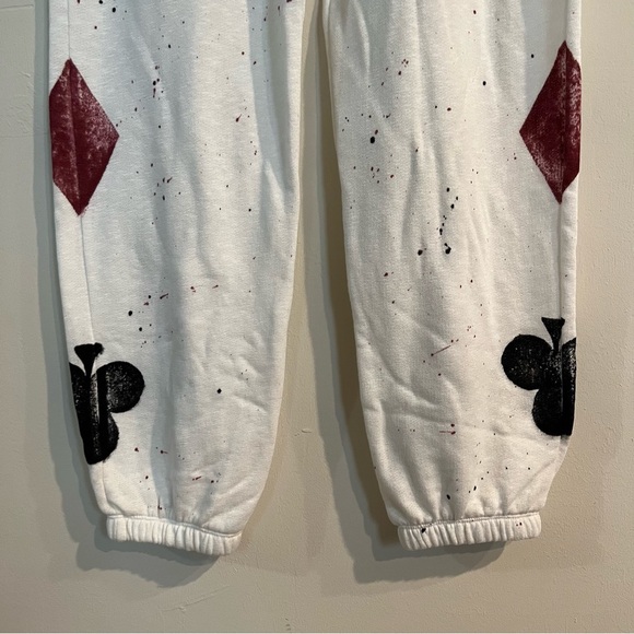 NWT T-Party Hand Painted Poker Jogger Pants - White M - Picture 3 of 15